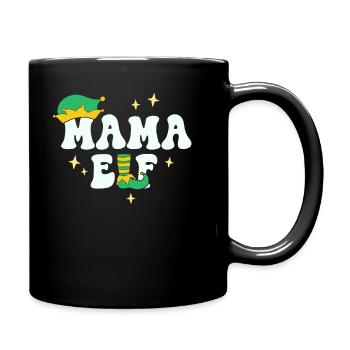 Mama Elf Matching Family Christmas Group Xmas Mom - Full Colour Mug - black - Right