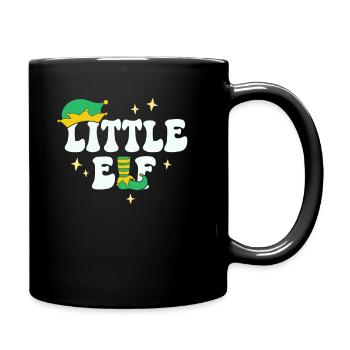 Little Elf Matching Family Christmas Baby Brother - Full Colour Mug - black - Right