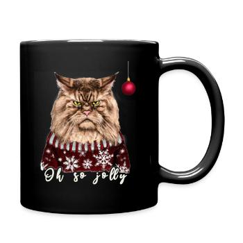 Grumpy Maine Coon Christmas Cat - Charity - Full Colour Mug - black - Right
