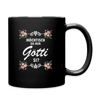 Götti Fragen Firmgotti Taufgotti Götti Geschenk - Tasse einfarbig - Schwarz - Rechts