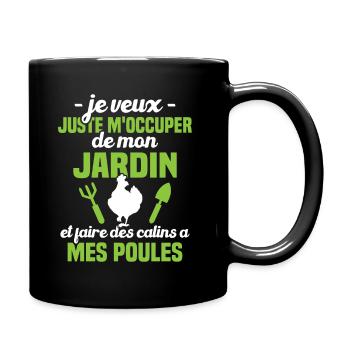 M'occuper de mon jardin, Cadeau jardinier poules - Mug uni - noir - Droite