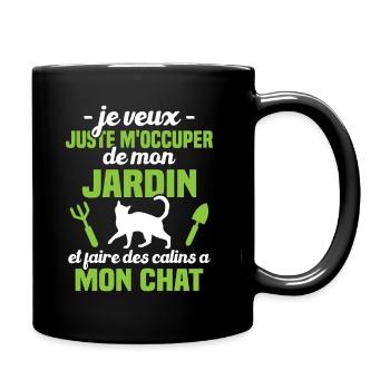 M'occuper de mon jardin - Cadeau jardinier chat - Mug uni - noir - Droite