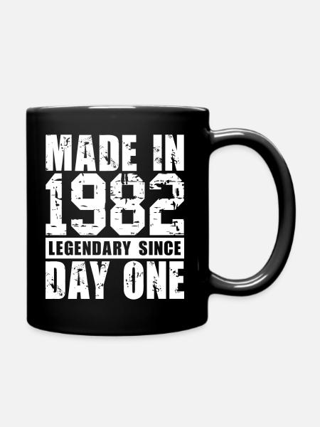 Made in 1982, Legendary Since Day One - Full Colour Mug - black