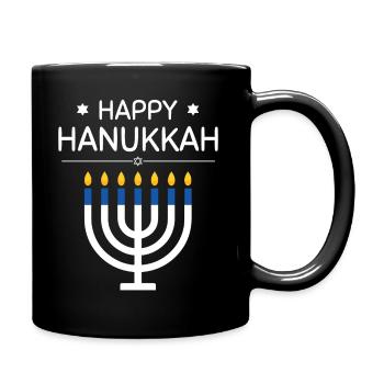 Happy Hanukkah Shirt | Menorah Lichterfest 2024 - Tasse einfarbig - Schwarz - Rechts
