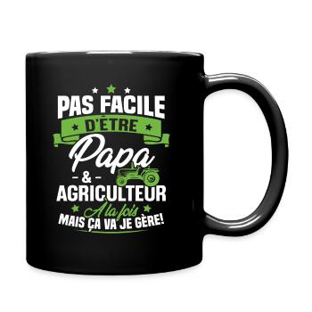 Pas facile d'être papa et agriculteur - Mug uni - noir - Droite