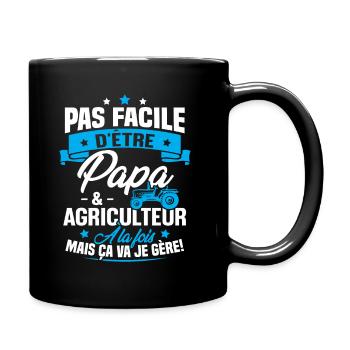 Pas facile d'être papa et agriculteur - Mug uni - noir - Droite
