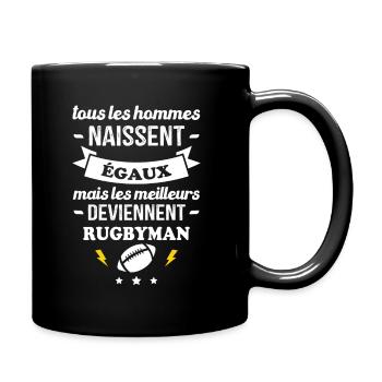 Hommes égaux meilleurs deviennent rugbymen - Mug uni - noir - Droite