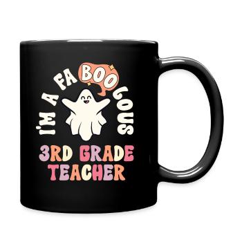 Teacher Halloween Retro 3rd Grade Vintage Third - Full Colour Mug - black - Right