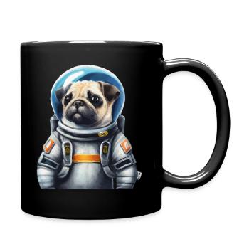 Mops Hund im Raumanzug Lustige Geschenkidee - Tasse einfarbig - Schwarz - Rechts