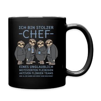 Stolzer Chef unglaublich fleißiges Team Faultiere - Tasse einfarbig - Schwarz - Rechts