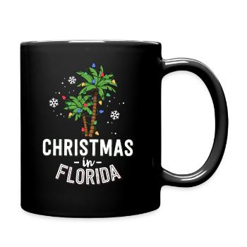 Christmas In Florida Deck The Palm Trees Family - Full Colour Mug - black - Right