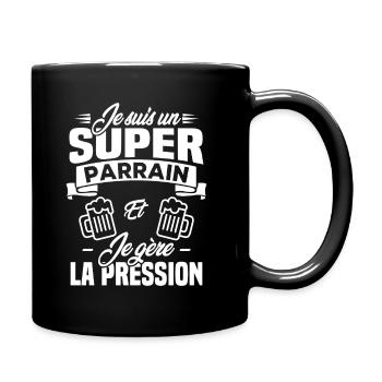 Je suis un super parrain, Humour cadeau parrain - Mug uni - noir - Droite