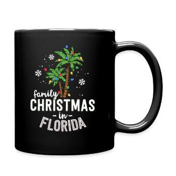 Familienweihnacht in Florida Palmen Weihnachten Strand - Tasse einfarbig - Schwarz - Rechts