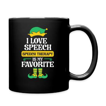 Speech Therapy Elf Christmas School Therapist SLP - Full Colour Mug - black - Right