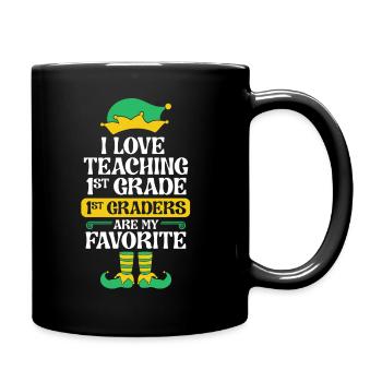 1st Grade Teacher Elf Christmas School Party I - Full Colour Mug - black - Right