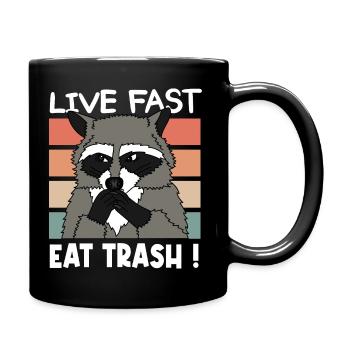 WASCHBÄR RACOON EAT TRASH Weihnachten Geschenk - Tasse einfarbig - Schwarz - Rechts