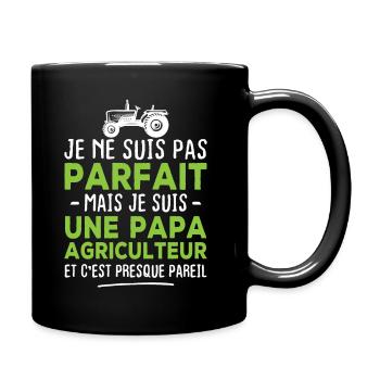 Pas parfait mais je suis une papa agriculteur - Mug uni - noir - Droite