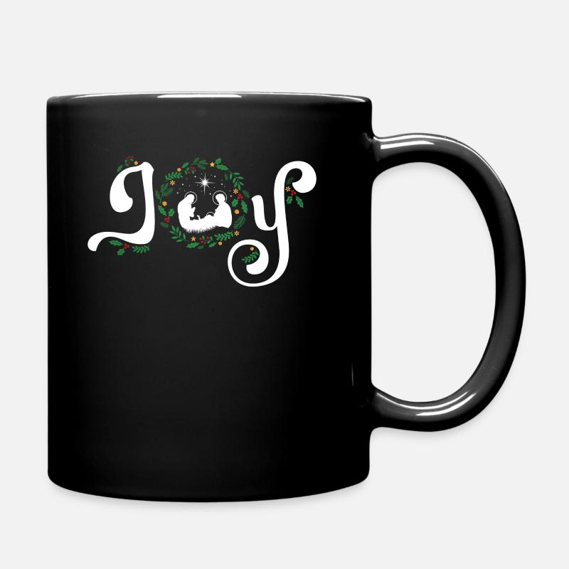 Joy Nativity Christmas Jesus Manger Christian - Full Colour Mug - black