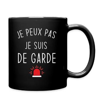 Je peux pas je suis de garde - Mug uni - noir - Droite