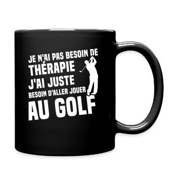 Thérapie golf - Humour cadeau golfeur - Mug uni - noir - Droite