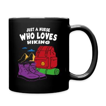 Only a nurse who loves hiking - Full Colour Mug - black - Right