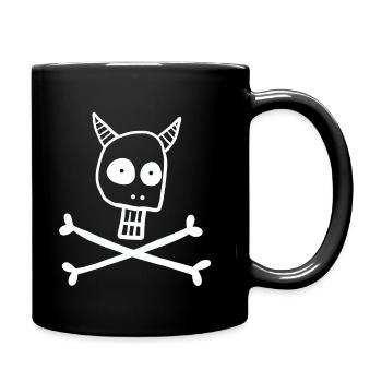 Skull with devil horns - Full Colour Mug - black - Right