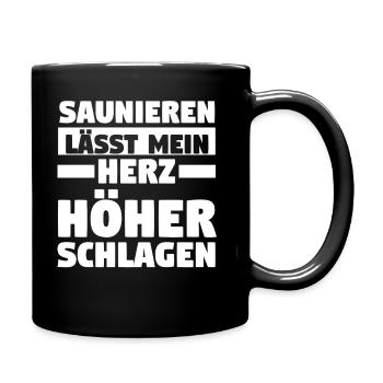 Wellness Saunieren Sauna - Tasse einfarbig - Schwarz - Rechts