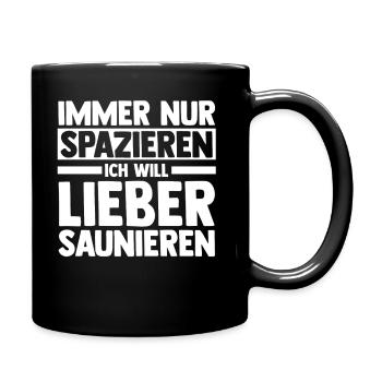 Wellness Saunieren Sauna - Tasse einfarbig - Schwarz - Rechts