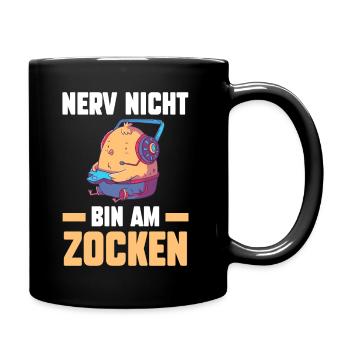 Nerv Nicht Bin Am Zocken Küken Gamer - Tasse einfarbig - Schwarz - Rechts