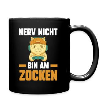 Nerv Nicht Bin Am Zocken Katzen Gamer - Tasse einfarbig - Schwarz - Rechts