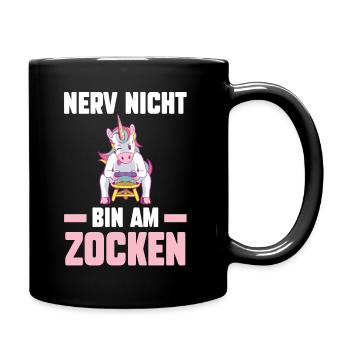 Nerv Nicht Bin Am Zocken Einhorn Gamer - Tasse einfarbig - Schwarz - Rechts