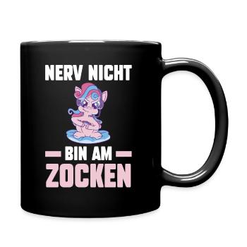 Nerv Nicht Bin Am Zocken Einhorn Gamer - Tasse einfarbig - Schwarz - Rechts