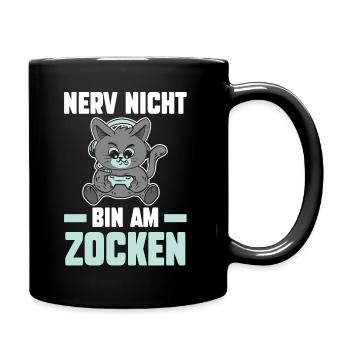 Nerv Nicht Bin Am Zocken Katze - Tasse einfarbig - Schwarz - Rechts