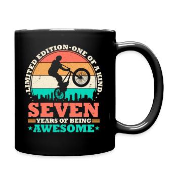 7 Geburtstag Bmx Fahrrad 7 Jahre Geschenk - Tasse einfarbig - Schwarz - Rechts