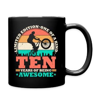 10 Geburtstag Bmx Fahrrad 10 Jahre Geschenk - Tasse einfarbig - Schwarz - Rechts