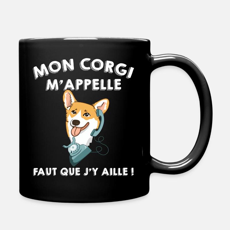 Mon Chien corgi m'appelle Cadeau Humour - Mug uni - noir
