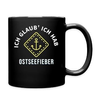 Ich glaub' ich hab Ostseefieber Weiß/Gelb - Tasse einfarbig - Schwarz - Rechts