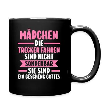 Trecker Landwirt Bauer Landwirtschaft Traktor - Tasse einfarbig - Schwarz - Rechts