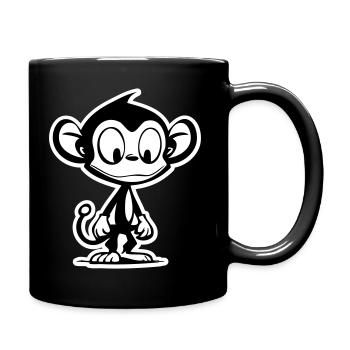 Affe Cartoon Comic - Tasse einfarbig - Schwarz - Rechts