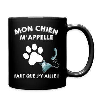 Mon Chien m'appelle Idée Cadeau Animaux - Mug uni - noir - Droite