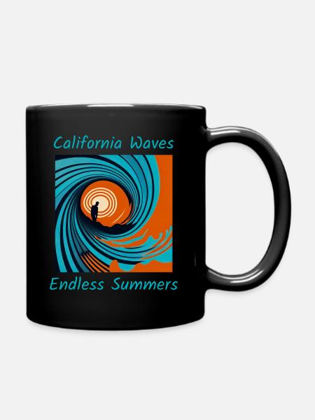 California Waves, Endless Summers - Full Colour Mug - black