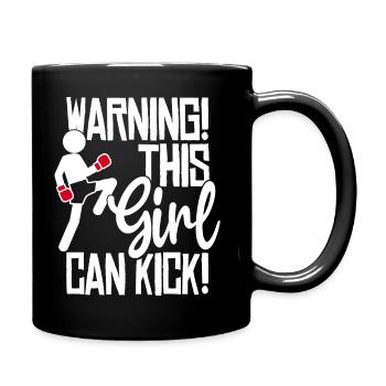 Dieses Mädchen kann kicken! Kickboxen Spruch Boxen - Tasse einfarbig - Schwarz - Rechts