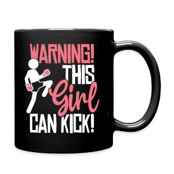kick! Kickboxing Slogan Boxing - Full Colour Mug - black - Right