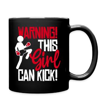 Dieses Mädchen kann kicken! Kickboxen Spruch Boxen - Tasse einfarbig - Schwarz - Rechts