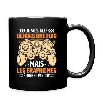 Humour cadeau console graphisme jeux vidéo - Mug uni - noir - Droite