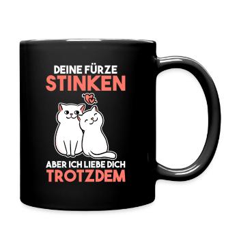 Deine Fürze stinken aber Ich liebe Dich - Tasse einfarbig - Schwarz - Rechts