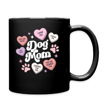 Dog Mom Valentines Day Candy Hearts Galentines - Full Colour Mug - black - Right
