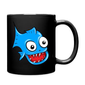 Fisch - Tasse einfarbig - Schwarz - Rechts