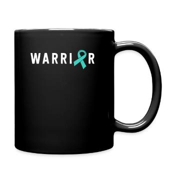 Warrior Motivational Teal Awareness Ribbon - Full Colour Mug - black - Right