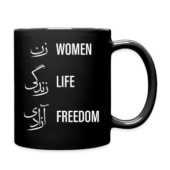 Women Life Freedom vertikal weiß - Tasse einfarbig - Schwarz - Rechts
